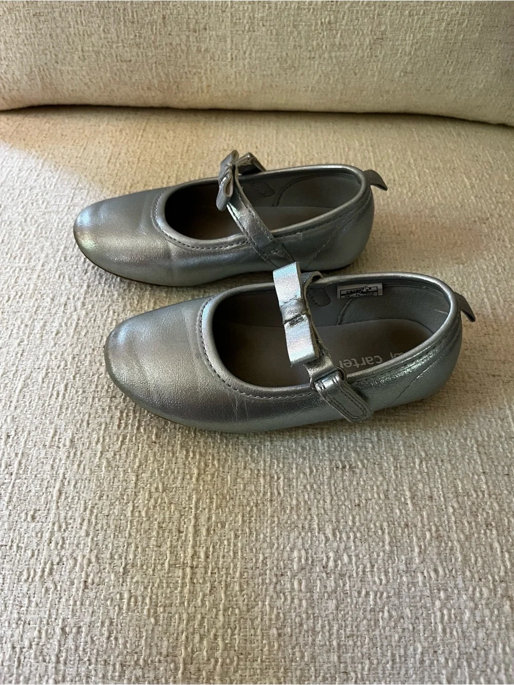 Carter's Metallic Silver Bow Mary Jane Shoes